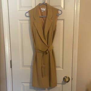 Talbots Mustard Sheath Wrap Dress with Notched Collar